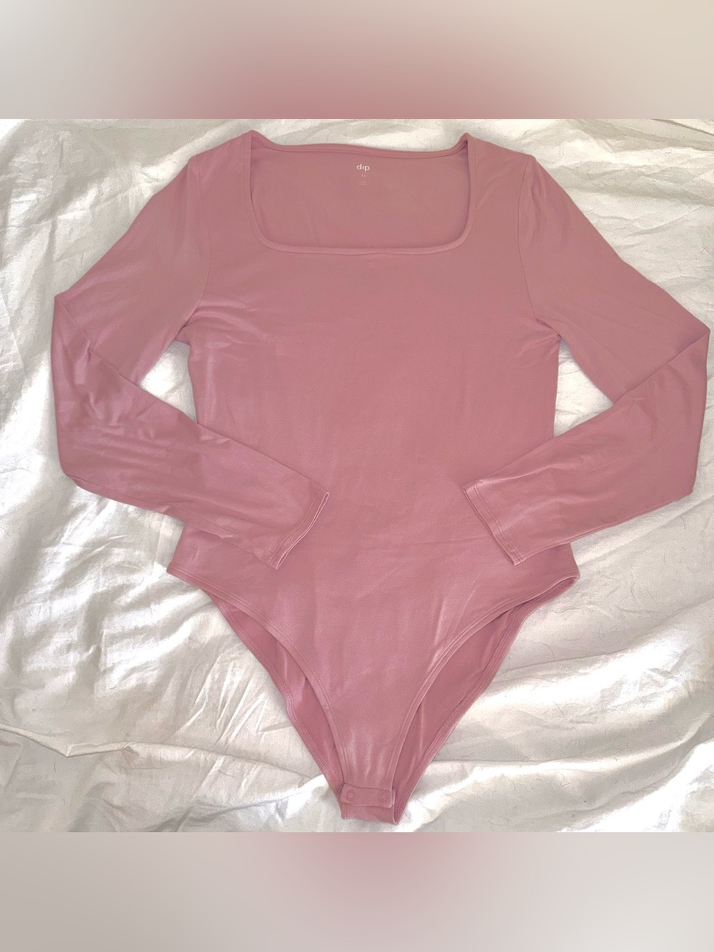 dip Dusty Pink Long-Sleeve Square Neck Bodysuit